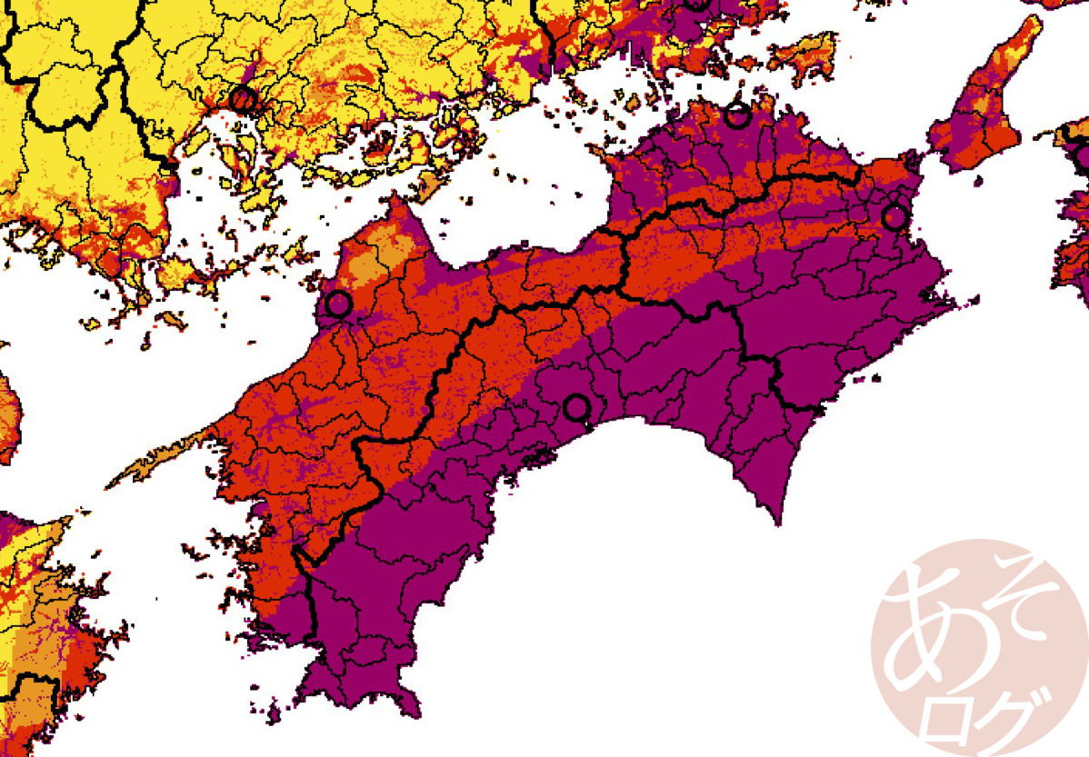 四国地方 南海トラフ地震 発生確率 震度 シミュレート シュミレーション
